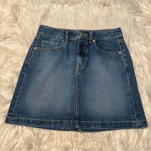 Loft Denim Mini Skirt A-Line Medium Wash 00P - Picture 2 of 10